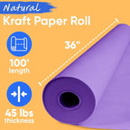 USA Made 36" x 1200" Lilac Kraft Paper Roll, 45 lbs Thickness, American Quality Colored Kraft Paper for School, Arts & Crafts, Bulletin Board - Odorless, Non-Toxic, Safe for Kids