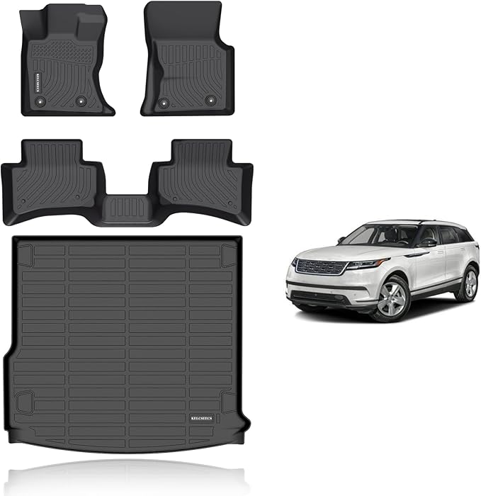 KELCSEECS® Floor Mats & Cargo Liner Custom for 2021-2025 Range Rover Velar,All Weather Protection TPE Floor Liners Front & Rear Row Full Set Accessories Black