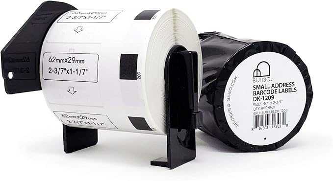 Buhbo Compatible Refill Replacement Label for Brother DK-1209 2-3/7" x 1-1/7" Small Address and Barcode (8 Pack / 800 Labels Per Roll)