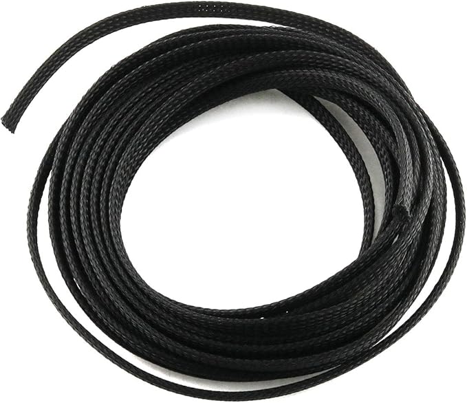 E-outstanding 5M/16.4ft Cable Sleeve Black Insulated Braided Sleeve 6mm / 1/4Inch Wire Protection Flexible Cable Sock
