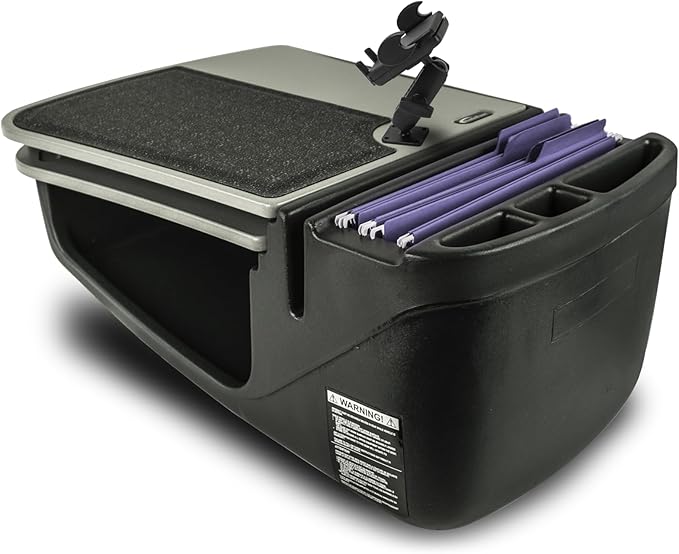AutoExec GripMaster Car Desk for Your Vehicle Workstation and Mobile Office, Grey with 400 watt Power Inverter and Phone Mount