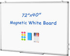 WALGLASS Large Dry Erase White Board for Wall, 72'' x 40'' Double-Sided Magnetic Whiteboard with Aluminium Frame, Hanging & Wall Mount for Home Office School