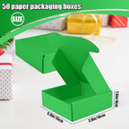 Small Shipping Boxes, 50 Pack Cardboard Box Corrugated Mailer Boxes Small Corrugated Boxes For Shipping Packaging Craft Gifts Giving Products, 6 x 4 x 1.6 Inches (Grass Green)