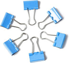50 Pack Medium Blue Binder Clips 1 Inch (25 mm), Colored Paper Clamps, Middle Size Paper Clips for Office Home School Business 1"