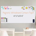 Set of Magnetic whiteboard Contact Paper, Measures 47.2 by 23.6 inches Large, Peel-and-Stick for fridges and Walls, Removable and with Magnetic Labels - Dry Erase White Board