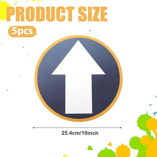 5PCS Arrow Floor Stickers Removable Adhesive Directional Sign Floor Decal Waterproof Arrow Marking Vinyl Sign Non-Slip Removable Reusable Safe Road Instructions Sticker for Floors Wall Applications