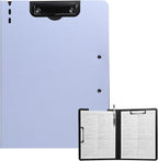 Clipboard Folder, A4 Foldable Clipboard with Horizontal and Vertical Double Metal Clips, 360 Degree Foldable Binder Clipboards with Pen Holder, File Cover Work Folder Clipboards, Purple