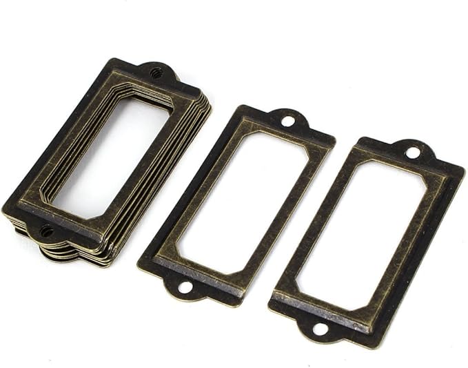 LGEGE 30pcs Brozen Tone Office Library File Drawer Tag Antique Style Label Holder (70mmx33mm)