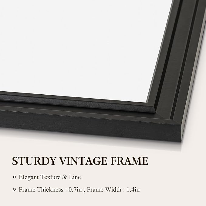 4 THOUGHT Dry Erase Board, 18 x 24 in Magnetic Whiteboard Black Vintage Wood Frame Wall-Mounted White Board Decorative Notice Board for School, Office, Home, Kitchen with 8 Magnets 4 Markers 1 Eraser
