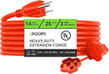 Outdoor Extension Cord Waterproof 25 FT, Orange 14/3 SJTW Heavy Duty, Flexible 100% Copper 3 Prong Extension Cord for Lawn, Garage,UL Listed