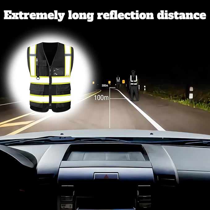 Custom Safety Vest High Visibility Reflective Vests with Logo Pockets Men Women Customize 2 two tone Work Vest Construction