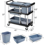 ZQZ-Store Storage Cart 3 Tier Heavy Duty Commercial Grade Utility Cart,Carts with Wheels,Multi-Function Mobile Shelving Unit Organizer for Hotel,Restaurant,Kitchen, Bedroom,Laundry Room