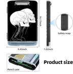 Clipboard with Storage Box & Pen Holder,Heavy Duty Clip Boards 8.5x11 for Nursing,High Capacity,School & Office Supplies,Skull Silhouette
