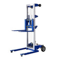 122" 400lbs Material Lift Winch Stacker with Upgrade Winch, Hand Winch Lift Truck with Adjustable Straddle Leg, Manual Material Lifter Pallet Stacker for Contractor, Workshop, Industrial