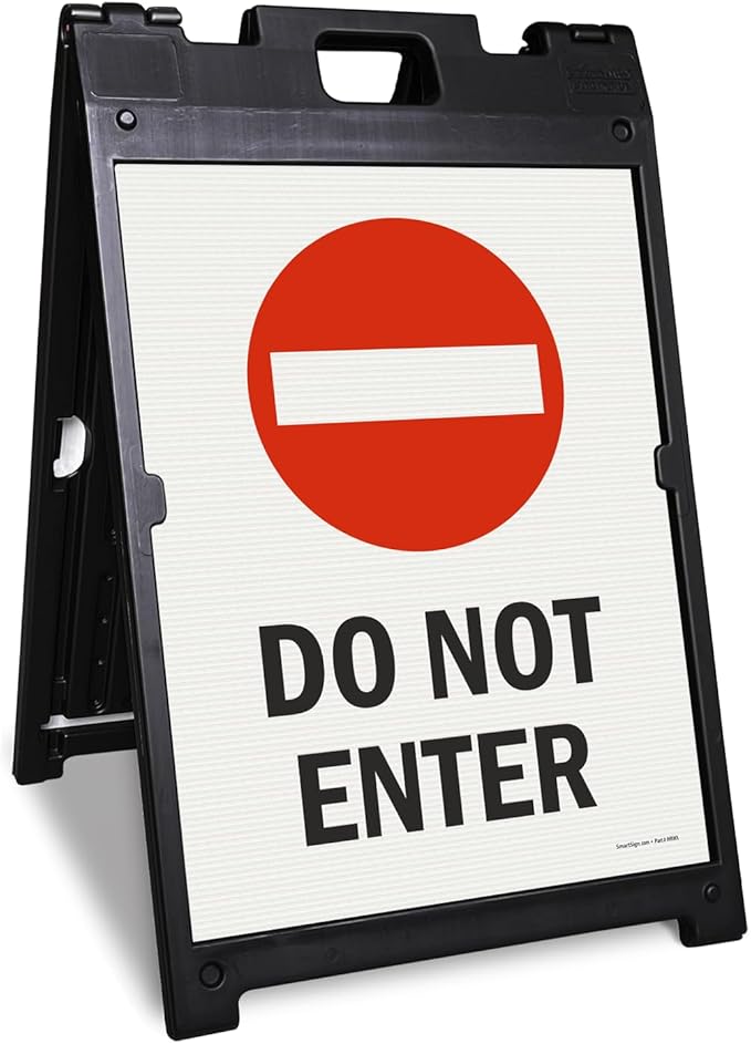 SmartSign 24" x 18" Do Not Enter Sidewalk Sign Kit, Two-Sided A-Frame, Plastic, USA Made, Red, Black and White (1 A-Frame + 2 Sign Panels)