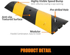 Heavy Duty Speed Bumps for Driveway, 39.4" 2 Pack Rubber Speed Bumps, 2 Channel Modular Traffic Speed Bump Hump Cable Protector Ramps for Asphalt Concrete Gravel Driveway Road with 6 Bolt Spikes