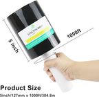 BOMEI PACK1 Roll Industrial Black Mini Stretch Wrap Roll with Handle 5" x 1000Feet 80 Gauge, Heavy Duty Durable Self-Adhering Plastic Wrap for Packing, Moving