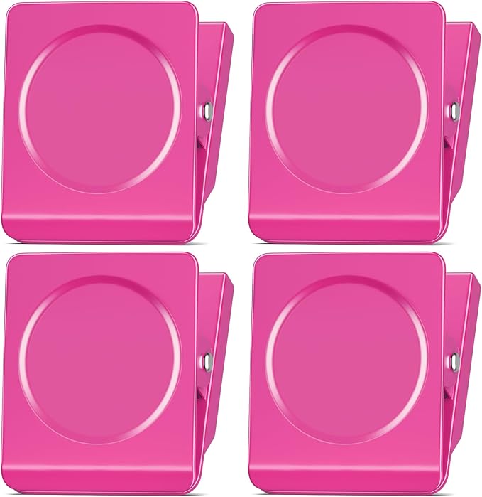 FINDMAG Pink Magnetic Clips, 2.2inch Heavy Duty, Magnetic Christmas Light Clips for Fridge, Whiteboard, Classroom, Office (Pack of 4)