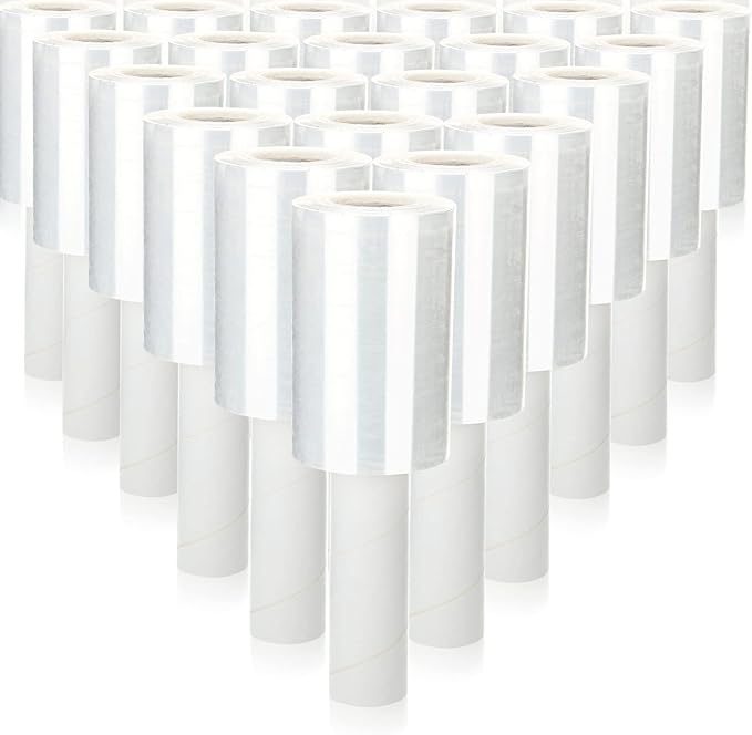 Sherr 20 Pack 5 Inch Stretch Shrink Film Roll Clear Plastic Wrap for Moving Packing with Handle 800 Feet 80 Guage Thick Industrial Self-adhering for Packaging Furniture Luggage Supplies