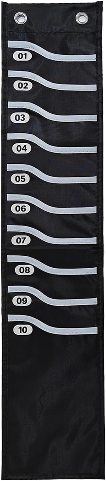 Oxford Time Card Rack 10 Slots Extra-Wide Wall-Mounted Organizer for Standard Time Cards, Prevents Jamming, Black Pocket Chart for Small Businesses, Offices, Retail