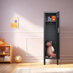 Metal Cabinet Home Office Storage, Lockable Steel Locker with Door, 54" Height, Multi-Purpose for Home, Office, Gym, School, Garage