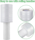 6 Pack Stretch Wrap Film with Handle, 80 Gauge Thick Industrial Strength Hand Stretch Wrap, 4" x 1000 Ft Plastic Pallet Shrink Film Heavy Duty Self-Adhering Plastic Wrap for Packing, Moving