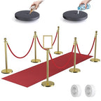 kaiyomi 6Pcs Stanchions Posts Velvet Ropes with Red Carpet and Sign Frame, Water or Sand-Fillable Base, Suitable for 8.5" x 11" A4 Paper Size Sign Frame for Red Carpet Party Decoration (Golden)