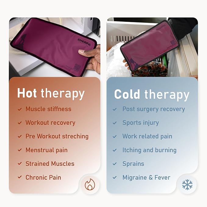 Medium Flexible Gel Ice Packs Reusable - Hot and Cold Soft Ice Packs for Injuries Reusable for Ankle, Arm, Foot, Leg, Back Pain Relief - 8" x 12" - Purple