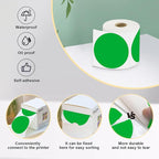 3 x 3Inch Round Color Coding Labels Circle Thermal Labels Printable Waterproof 500Pcs Round Stickers Adhesive Writable for Office,Home,Garage,DIY Sticker,Barcodes,Name Tag, Green