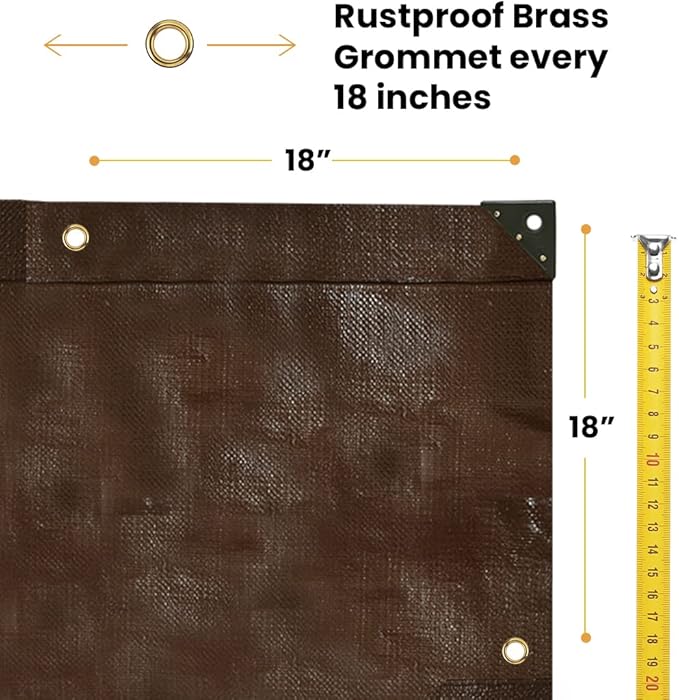 WHITEDUCK Super Heavy Duty Poly Tarp Cover 16 Mil & 10 Mil with Grommets and Reinforced Edges (Brown, White & Silver Black) (Brown- 16 Mil, 40' x 60')