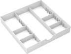CAXXA 3 Slot Drawer Organizer with 4 Adjustable Dividers - Junk Drawer Storage for Makeup & Vanity, Office Desk Supplies and Accessories (WHITE, 1 PACK)