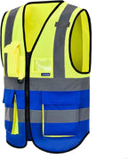 A-SAFETY High Visibility Safety Vest Reflective YELLOW BLUE Working Vest Yellow&Blue Color Mixed, M