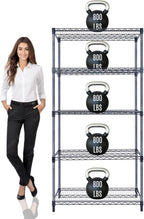 36"x18"x72" Prime Heavy Duty Black 5-Tier Wire Shelving NSF 4000 LBS MAX Capacity Storage Rack for Commercial, Hospital, School, Garage, and Kitchen Uses (with Wheels)
