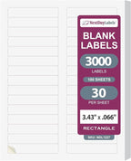 NextDayLabels - 3-7/16" x 2/3" Rectangular Sticker Labels for Printer - White Laser/Inkjet Printer Labels Return Address Labels Shipping Label Stickers (100 Sheets, 30 Per Sheet, 3000 Labels)