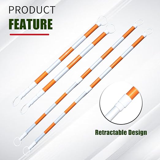 BESEA 8pack Traffic Cone Bar 4 to 9FT Retractable Bars Perfect for Driveway Parking Lot Control Site and Other Public Places