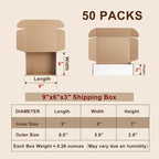 9x6x3 Inches Shipping Boxes Set of 50, White Corrugated Cardboard Box, Mailer Boxes for Small Business