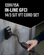 1 FT/30CM GFCI Extension Cord, 14AWG Heavy Duty Short Power Cable, 15A/125V, ETL Listed Inline GFCI Plug with Auto Reset for Pressure Washer, Vending Machine, Hot Tub, Outdoor Use