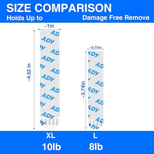 ADY Removable Double Sided Tape Heavy Duty 40 Pack, Clear Picture Hanging Strips Damage Free for Wall, Refill Adhesive Strips for Rent Room, Nano Transparent Adhesive Tape for Decor, Poster