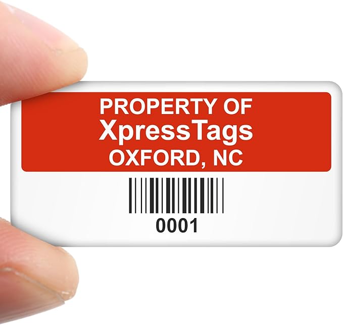 XpressTags 0.75"x1.5" Sequentially Custom Asset Barcoded Labels with Numbers, Fixed Inventory Tags, Permanent Adhesive Vinyl Stickers - Pack Sizes 100 to 5000, Made in USA