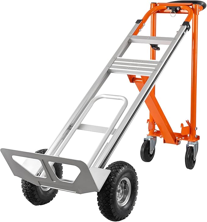 3in1 Convertible Hand Truck, Aluminum Hand Trucks 880 lb Capacity, Utility Dolly Cart Converts from Hand Truck Dolly to Platform Cart 3 Positions for Transport & Moving with 10" Rubber Wheels