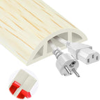 MYFAMIREA 3.3FT Floor Cord Cover for Wire Self Adhesive Cable Cavity Management PVC Extension Cord Hider Power Floor Wire Protector Prevent Cable Trips for Office Home Outdoor (Beige Wood, 1.18'')