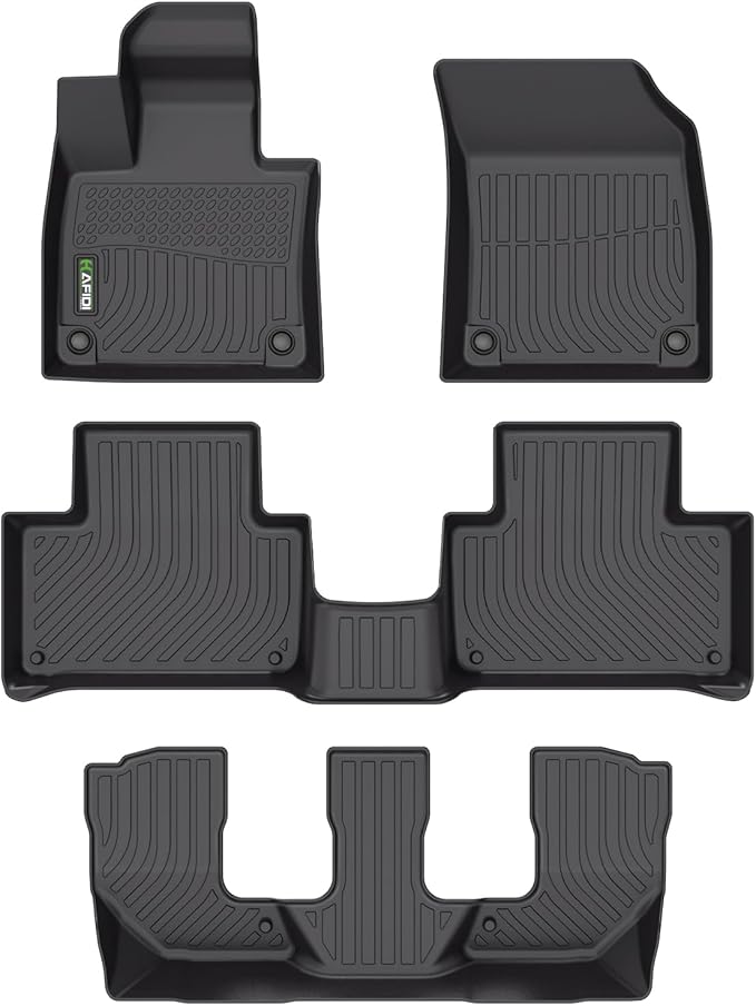 HAFIDI® Floor Mats Fit for 2021-2025 Volvo XC90 Recharge 7 Seats All Weather Protection TPE Anti-Slip Automotive Floor Liners, Fits 1st & 2nd & 3rd Row Full Set Custom Accessories, Black