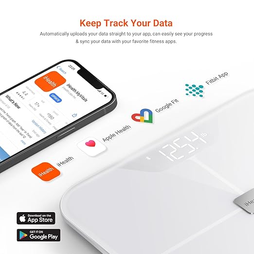 iHealth Nexus Smart Scale for Body Weight Bluetooth, Digital Bathroom Scale Body Fat and Muscle, Body Composition Monitor Health Analyzer for BMI Compatible for iOS & Android Accurate to 0.1lb-White