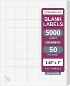 NextDayLabels – 1.5" x 1" Rectangular Sticker Labels for Printer - White Laser/Inkjet Printer Labels Return Address Labels Shipping Label Stickers (100 Sheets, 50 Per Sheet, 5000 Labels)