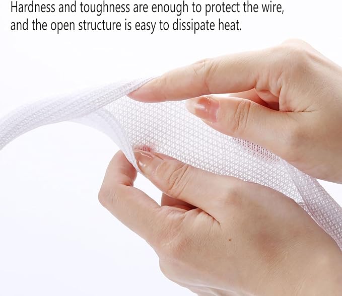 3/4"-25ft Braided Cable Sleeve Protector - Self-Wrapping Split Wire Loom for Home Theater, Pet-Proof Cord Organizer, Heat-Resistant, White