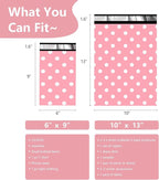 Thank You Poly Mailers 6x9 Inch 100 Pcs - Pink Dots printed Shipping Bags, 2.4mil Thickness, Waterproof and Tear Resistant Mailing Envelopes, Self-Sealing Packaging Bags for Small Business