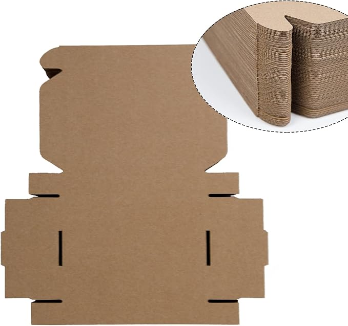 50 Pack 6x4x1 Inches Small Shipping Boxes, Brown Corrugated Cardboard Boxes, Moving Mailing Packing Box