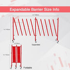 GYMTIME Industrial Expandable Metal Barricade, 16 Feet, Red and White, Easily Assembled Safety Barrier with Casters, Flexible Mobile Barrier Gate, Adjustable Traffic Fence