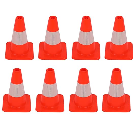 8 Pack 12" Traffic Safety Cones with Reflective Collars, Orange Construction Cone, Restorable Parking Cones, Heavy Duty Road Cones for Parking Lot, Traffic Control, Driveway Road Parking