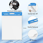 AFMAT Sticky Mini Easel Pads, 15 in x 18 in Flip Chart Paper for Teachers, Super Sticky & Bleed-Resistant, Self-Stick Easel Paper for Office/Classroom/Whiteboard/Wall/Windows, 30 Sheets/Pad, 5 Pads